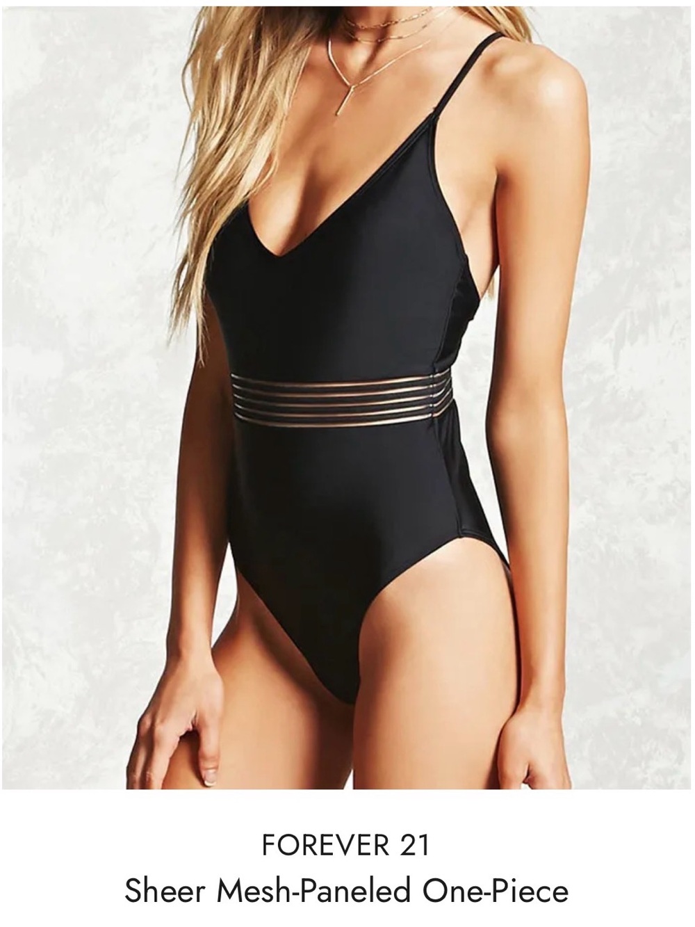 Forever 21 Black One-Piece Swimsuit with Metallic Band